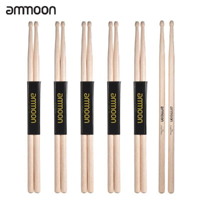 

ammoon 6 Pair of 7A Wooden Drumsticks Drum Sticks Maple Wood Drum Set Accessories