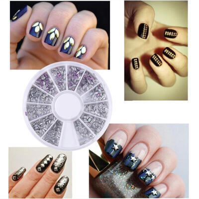 

1box Horse Eye Rivet Nail Drill Colorful Sequins Manicure Drill Nail Decor