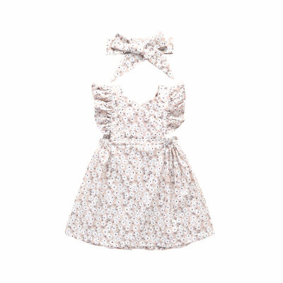 

2019 New Baby Girls Dress Sets Kids Floral Pattern Dresses Casual Flare Sleeve Tutu Sundress With Headband