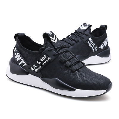 

Autumn sports shoes 2018 trendy Korean fashion wild leather mens casual breathable lightweight running shoes