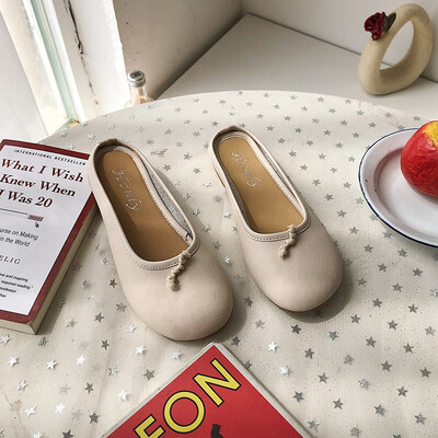 

Round-headed slippers women wear shallow-mouthed Baotou loafers&half slippers flat-heeled ballet shoes fairy casual bean shoes