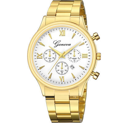 

GENEVA Watch men Stainless Steel Analog Quartz Wristwatch Ladies Female Fashion Minimalist Silver Hot Sale Watches