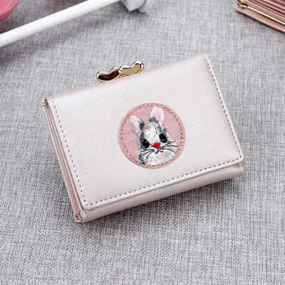 

New Creative Ladies Coin Purse Cute Animal Prints Cloth Stickers Wallet Simple Multi-card Short Women Hasp Wallet