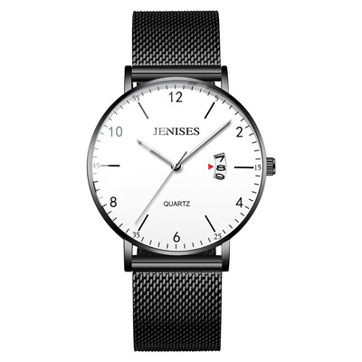 

Black Creative Watch Men Top Brand Luxury Mens Quartz Ultra Thin Watch Steel Mesh Date Waterproof Clock Male relogio masculino