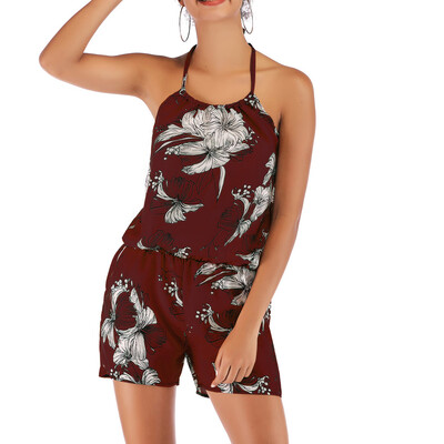 

Starmoon Fashion Women Off The Shoulder strappy Printed Playsuit Party Clubwear Jumpsuit