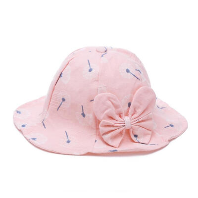 

Cute Bow Flower Print Ruffled Soft Brim Girl Princess Hat Sun Beach Cap