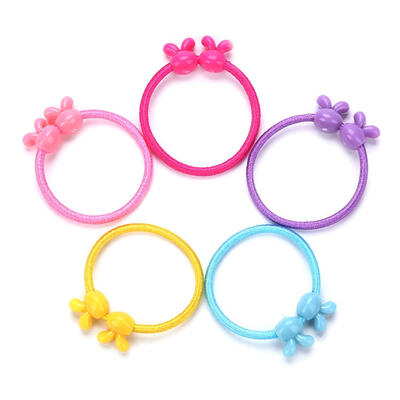 

50pcs Candy Color Kids Flower Cartoon Cute Rubber Band Elastic Hair Band
