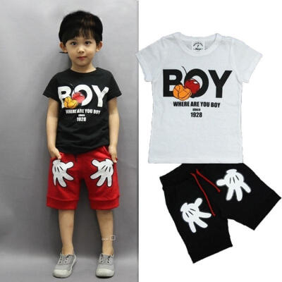 

2018 2PCS Toddler Boy Kids Summer Outfits T-shirtShorts Clothes Set 2-7Years