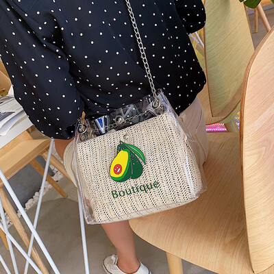 

Summer small fresh bucket bag Messenger bag female bag 2019 new fashion transparent bag wild ins chain bag