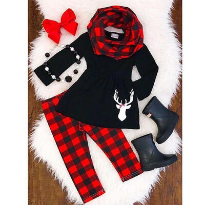 

Fashion 3PCS Toddler Kid Baby Girls Outfits Clothes Long Sleeve T Shirt DressLeggings