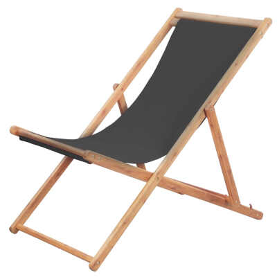 

Folding Beach Chair Fabric&Wooden Frame Gray