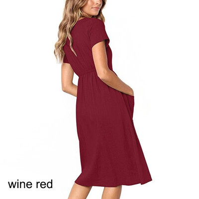 

Womens Holiday Strappy Button Pocket Ladies Summer Beach Midi Swing Sun Dress