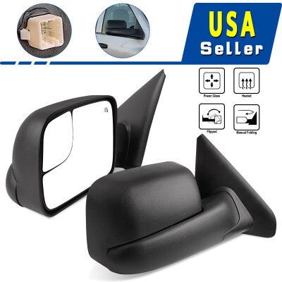 

Pair for 2002-08 Dodge RAM 1500 03-09 2500 3500 Power Heated Tow Mirrors Flip-Up