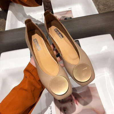 

Retro womens shoes spring square buckle low documentary shoes Korean version of Joker shallow soft bottom grandma shoes women