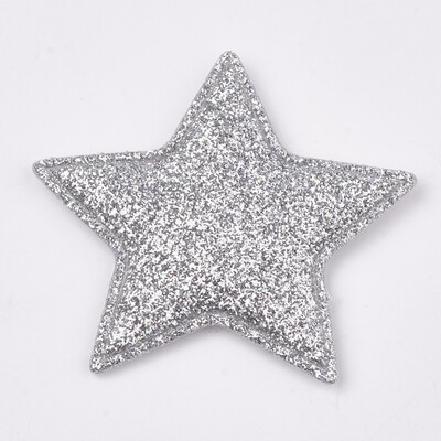 

Glitter PU Patches with Non Woven Fabric Back&Sponge Inside Star LightGrey 51x5455x4mm