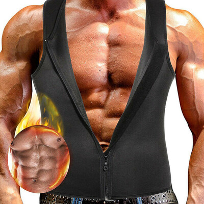 

Men Waist Trainer Vest for Weight Loss Hot Neoprene Zipper Sauna Tank Top Shaper