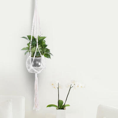 

Greensen Woven Cotton Rope Plant Pot Holder Legs Hanging Rope Baskets Net Pocket Chlorophytum