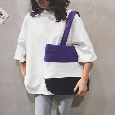 

Shopping bag bag female 2019 new Korean version of the casual wild hit color canvas shoulder bag large capacity tote bag