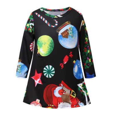 

Autumn Christmas Long Sleeve Dresses Mom Daughter Family Matching Clothes