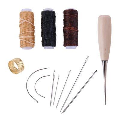 

12pcsset Wood Handle Awl Craft Stitching Hole Punching Leather Sewing Tool