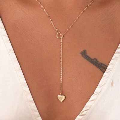 

Silver Gold-Color Chain Heart Pendant Necklace