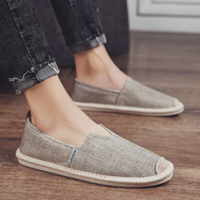 

Old Beijing cloth shoes summer canvas skate shoes slip-on slip-on Korean style casual linen fishermans mens shoes