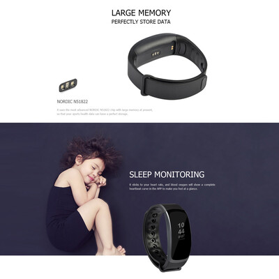 

OUKITEL A18 Heart-rate Smart BT Sport Wristband Calls Notification Activity Tracking Sleep Monitor for iPhone 7 Plus Samsung S8 f