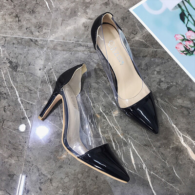 

2018 Black Baitao Korean version of Xiaoqing New High-heeled Shoes Girls Spring Tiny-heeled Single Shoe Girls
