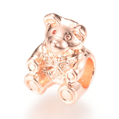 

Alloy European Beads Large Hole Beads Bear Rose Gold 13x95x95mm Hole 5mm