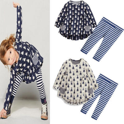 

Fashion Kids Baby Girls Toddler Bunny Shirt DressLeggings Set Autumn Winter Clothes Outfits