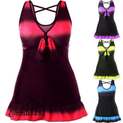 

Sexy Women One-Piece Swimsuit Beachwear Swimwear Monokini Bikini Dress Plus Size