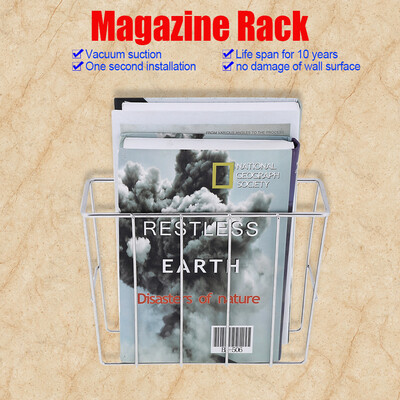 

Stainless Steel Sucker Bathroom Magazine Newspaper Holder Basket Wall Mounted Storage RackMagazine Holder Basket