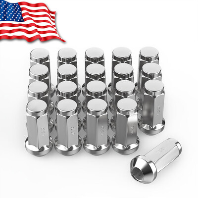 

20 Chrome 19" Tall Bulge Acorn 12-20 Lug Nuts Fits Jeep Ford Dodge Durang US