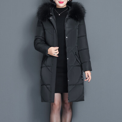 

Roseonmyhand Women Winter Warm Thick Outerwear Hair Collar Zip Coat Slim Cotton-padded Jacket