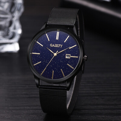 

Gobestart Fashion Casual Starry Sky Simple Calendar Business Net With Strap Mens Watch
