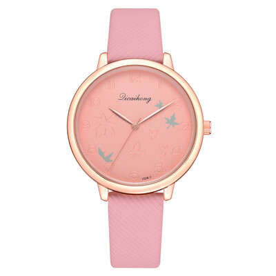 

PU wrist watch Harajuku style popular maple leaf mirror student watch