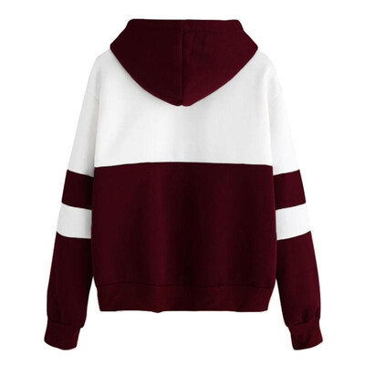 

Women Hoodies Hooded Sweatshirt Color Splicing Long Sleeves Front Pockets Pullovers Outwear