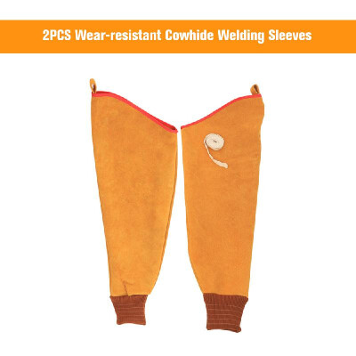 

2PCS Wear-resistant Cowhide Welding Sleeves of Welder Clothing High Temperature Resistant Sleeve Anti-scald Flame Resistant Welder