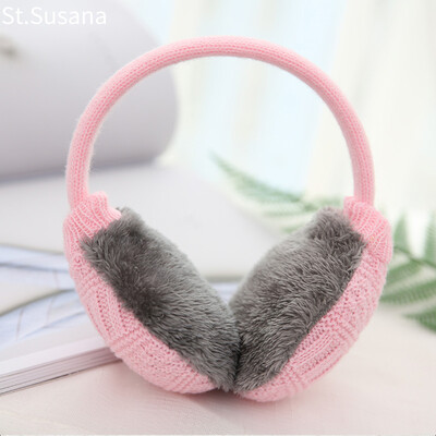 

St Susanna earmuffs earmuffs female winter warm knit plus velvet earmuffs cute ear cover student ear warm ear tweezers S18M6783 pink adjustable