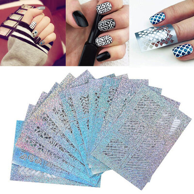 

〖Follure〗24 Sheets New Nail Hollow Irregular Grid Stencil Reusable Manicure Stickers
