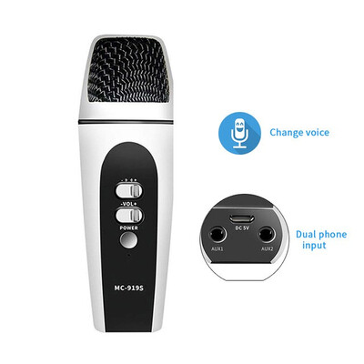 

Wired Vocal Karaoke Handheld Microphone Condenser Professional USB Voice Changer Microphone for Video Recording Smart Phone Mic