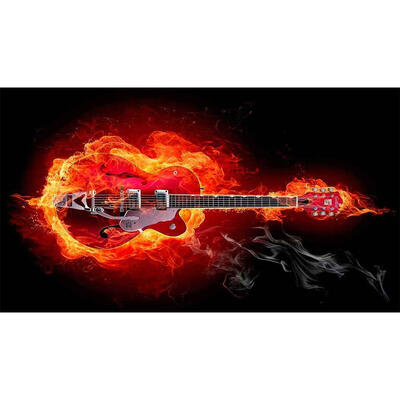 

5D DIY Full Drill Diamond Painting Fire Cool Guitar Cross Stitch Embroidery