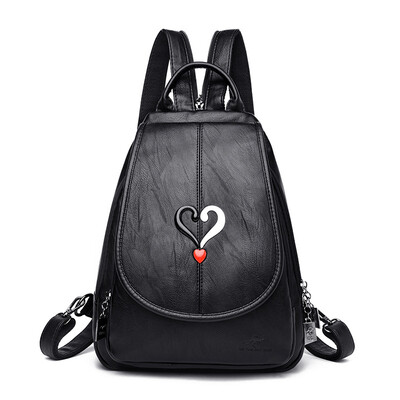 

Small backpack soft leather outdoor waterproof casual double backpack