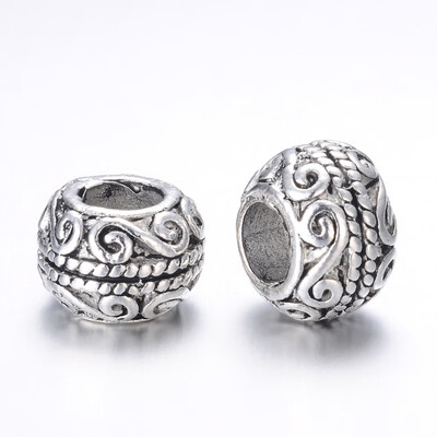 

Alloy European Beads Rondelle Large Hole Beads Antique Silver 105x75mm Hole 5mm