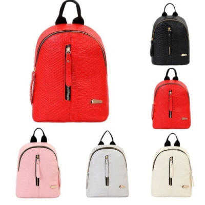 

Fashion Women solid color Simple style Zipper PU Leather Backpack Travel backpack