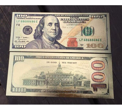 

USA 100 Dollar Gold Banknote Currency Bill Paper Money Coin Medal 24k United States OF America