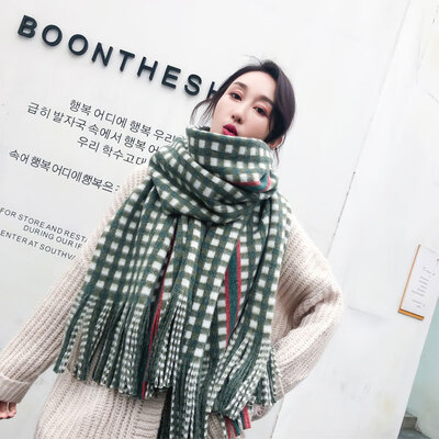 

2018 new imitation cashmere scarf female Korean version of autumn&winter wild students rainbow vertical shawl dual-use collar thick