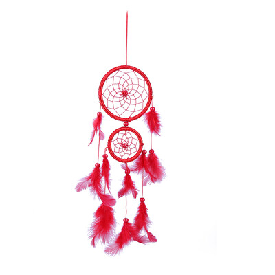 

New Double Ring Feather Dream Catcher Wall Hanging Home Car Decor Craft