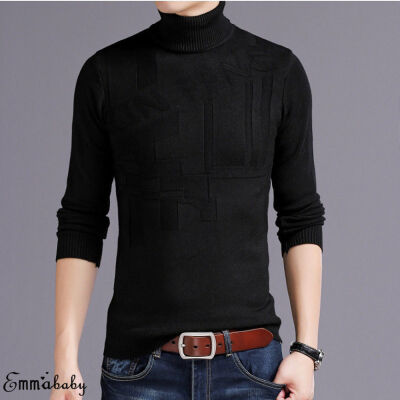 

New Mens Long Sleeve Thermal Cotton High Collar Turtle Neck Sweater Winter Top