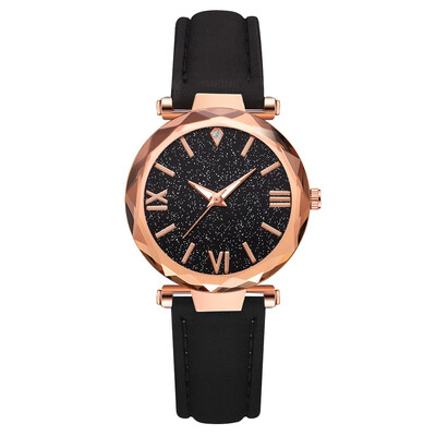 

Roman word scale ladies watch starry pu with fashion personality watch